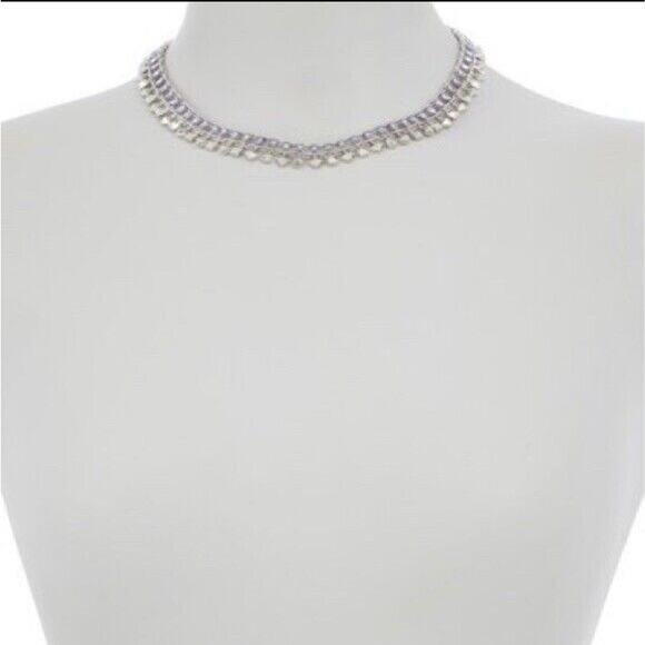 Kendra Scott Oscar Lilac Necklace Choker Bib Chain Collar Rhodium Silver $195 - Picture 5 of 6